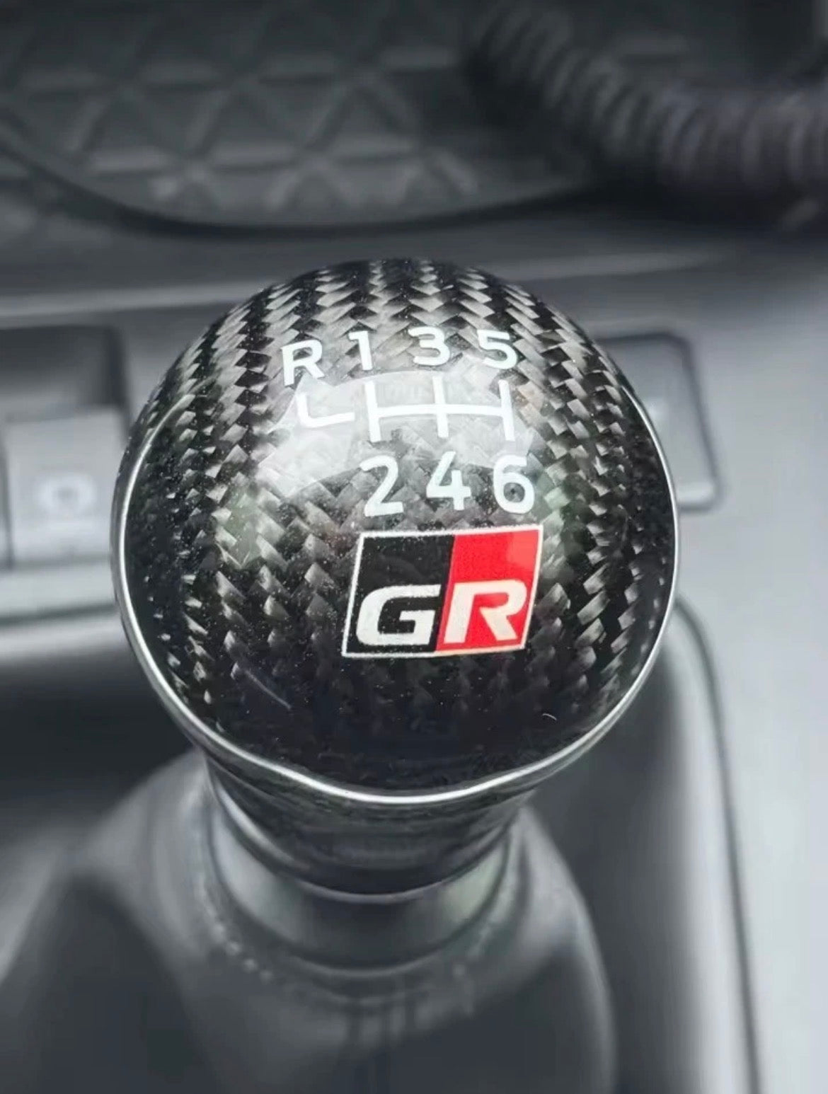 Genuine Carbon Fiber GR Gear Knob for Toyota Yaris GR, Corolla GR, GT86 and GR86 6 Speed