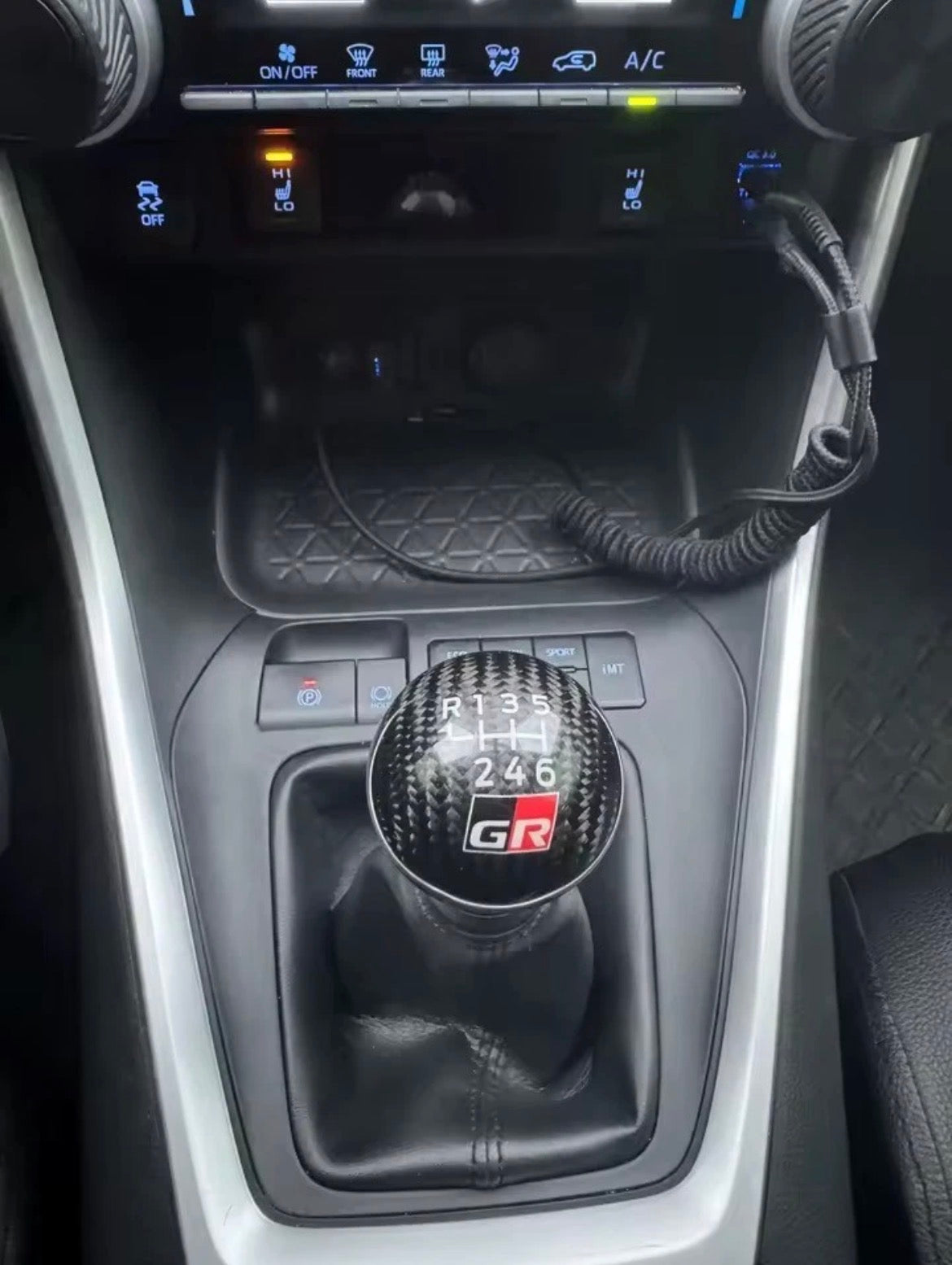 Genuine Carbon Fiber GR Gear Knob for Toyota Yaris GR, Corolla GR, GT86 and GR86 6 Speed