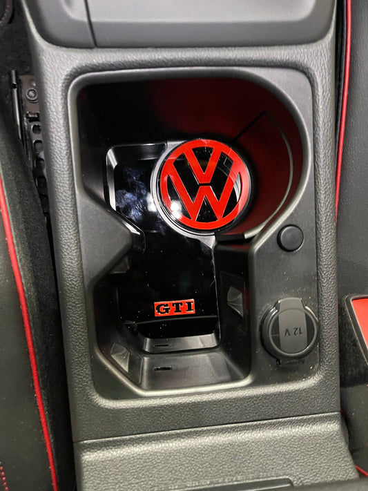 VW Golf MK8 - Cup Holder Inserts With Logo - Car Enhancements UK